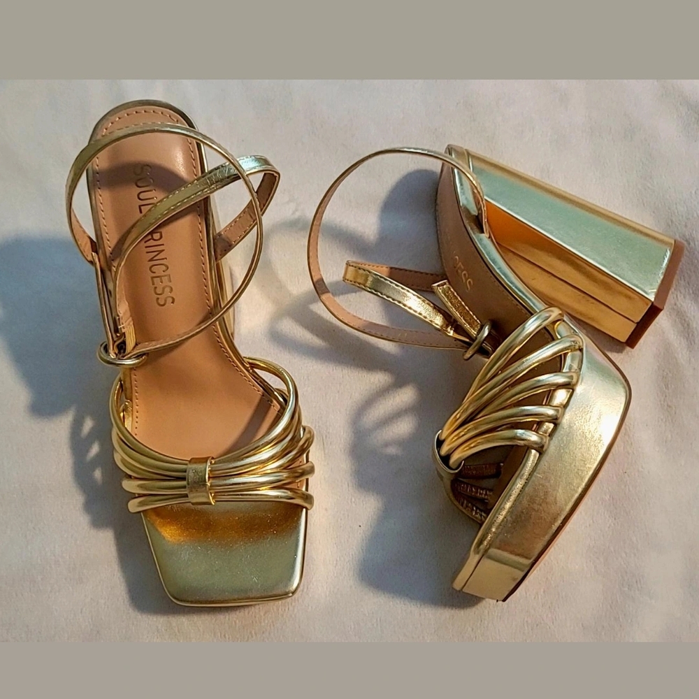 Prince Gold Women's Block Heels